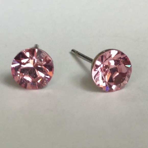 Swarovski Crystal Light Rose Stud Earrings - Picture 1 of 2